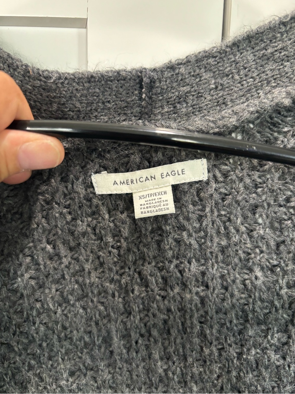 American Eagle Dark Gray Open Front Knit Cardigan Sweater Womens XS Pockets - Picture 3 of 4